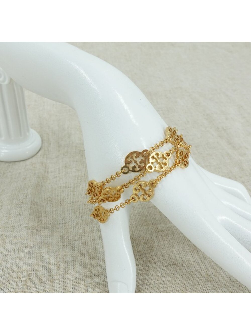 Tory Burch T-Logo Triple Strand Layered Bracelet Gold